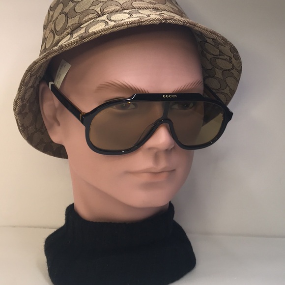New Authentic Gucci Yellow Pilot Men's Sunglasses GG1038S 003 99. - Picture 1 of 14